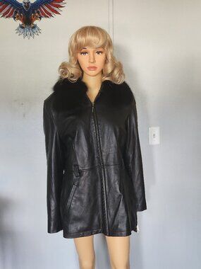 #812 NWT Leather/fox fur jacket